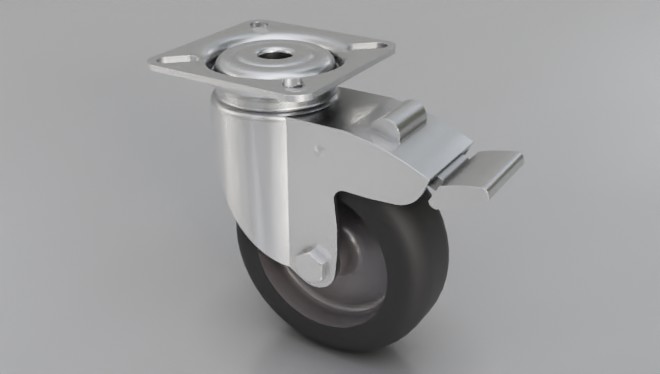 Other Hardware / Swivel Braked Castors / Load Cap 25-100kg / Plate - Agila / Polyurethane Tread