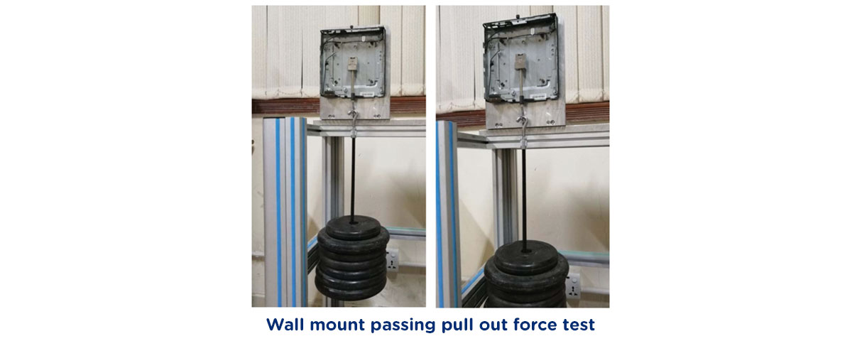 Push screw wall mount force test